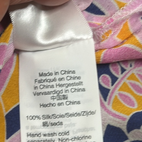 J crew paisley swirl slik tunic pant set size small 4 pull on pink blue yellow - Picture 10 of 12